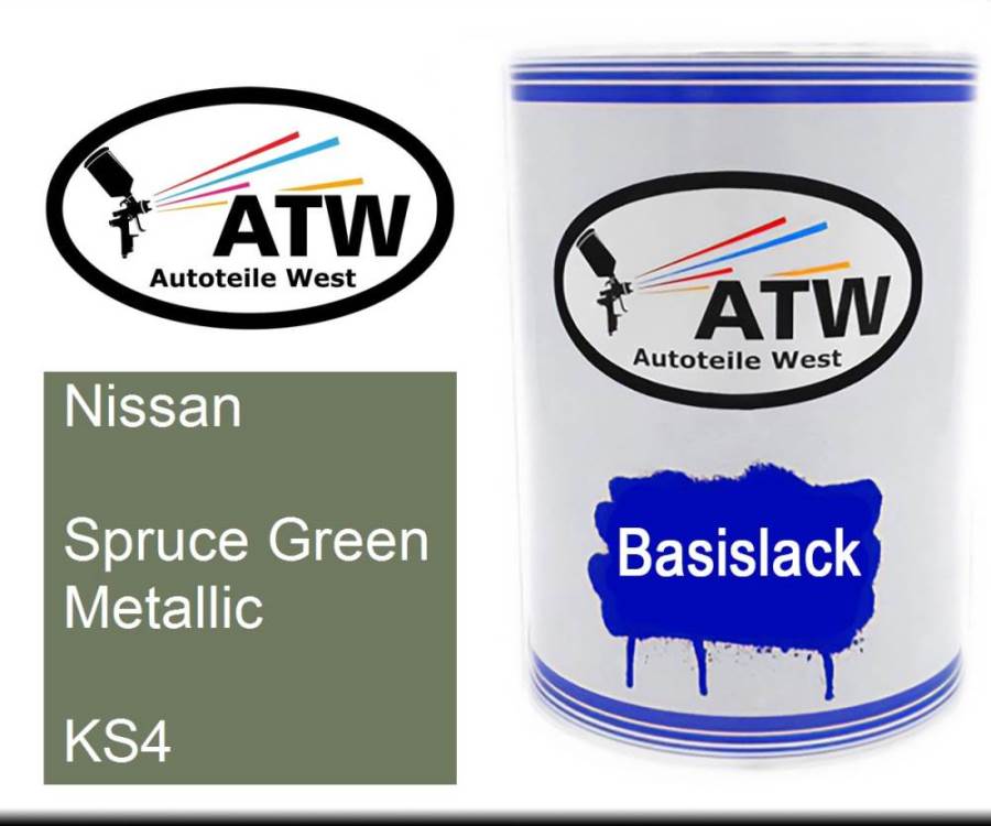 Nissan, Spruce Green Metallic, KS4: 500ml Lackdose, von ATW Autoteile West.